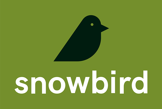 نمونه آرم Snowbird روی پس زمینه سبز
